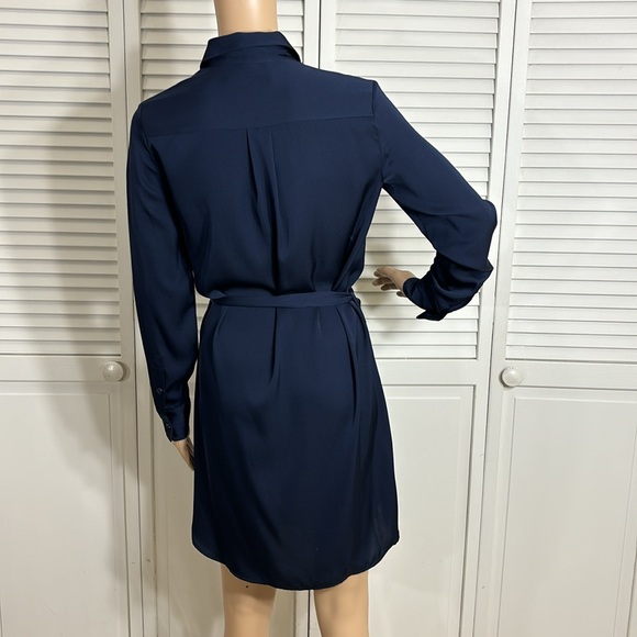 NWT Quince Silk Stretch Shirt Dress XS in Blue - Picture 12 of 16